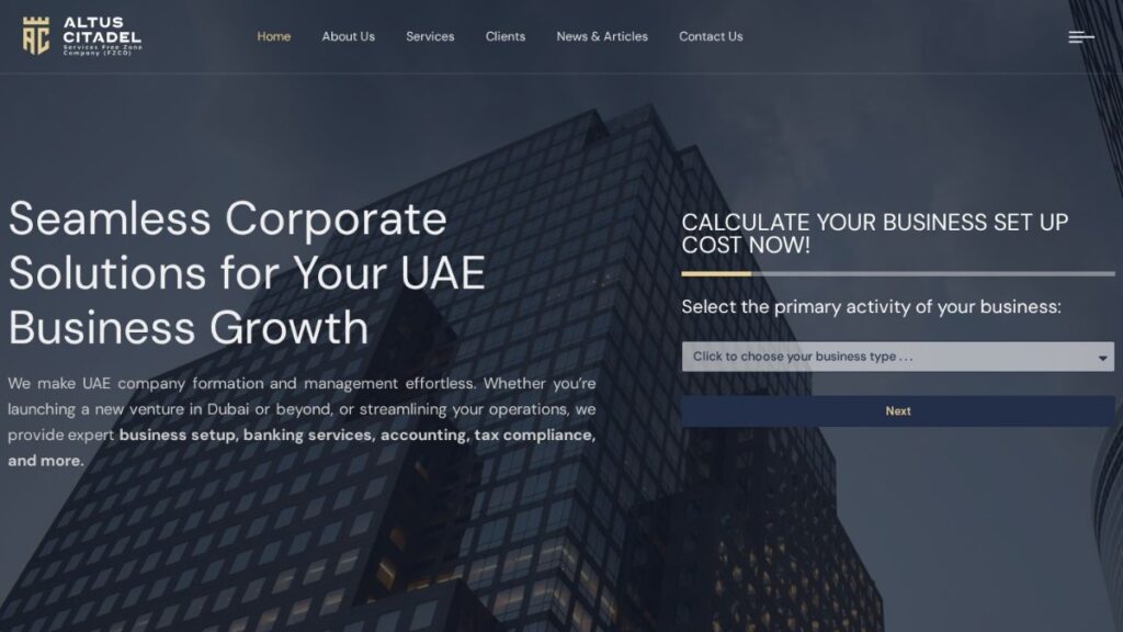 Altus Citadel Services website homepage, designed and built by Ufly Creative