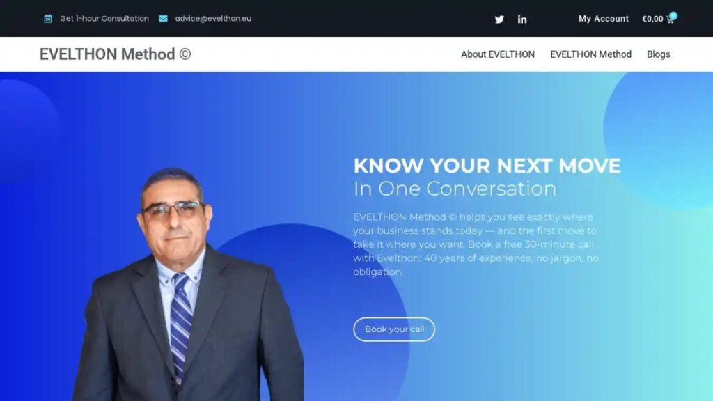 Evelthon website homepage, designed and built by Ufly Creative