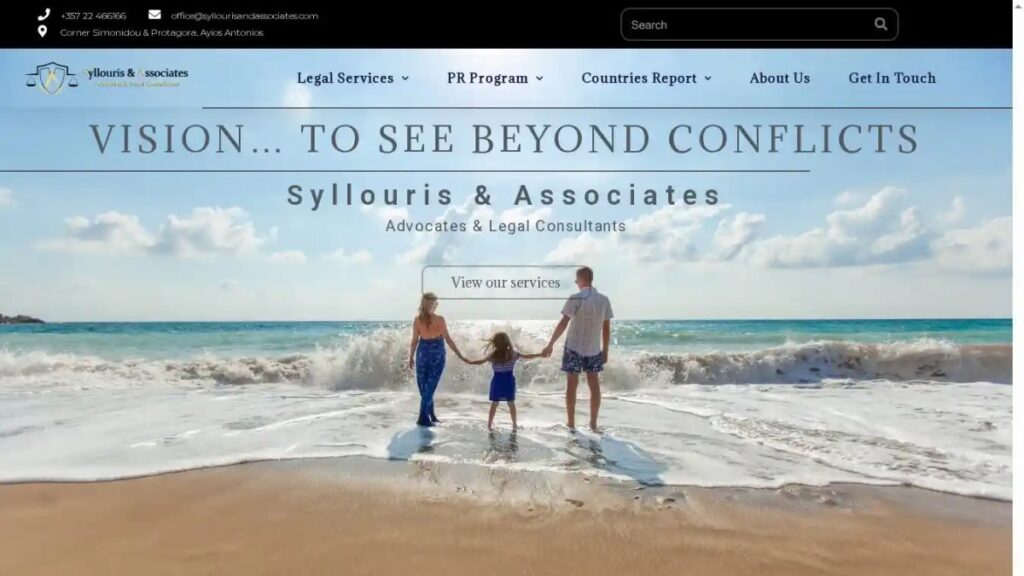 Syllouris & Associates website homepage, designed and built by Ufly Creative