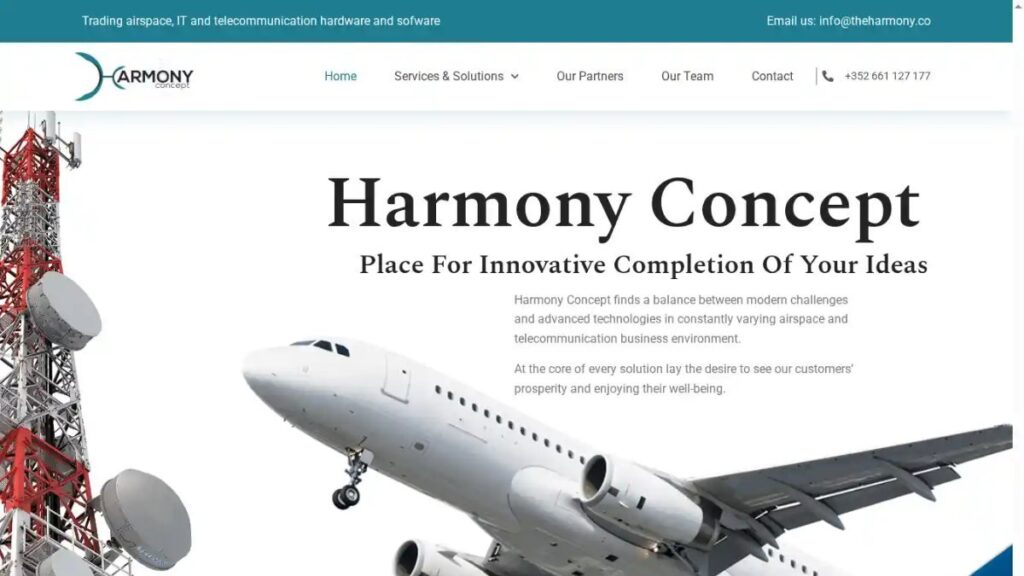 Harmony Concept website homepage, designed and built by Ufly Creative
